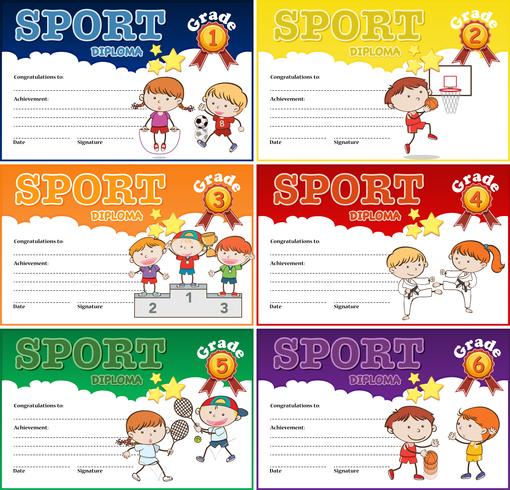 Set of sport certificate vector