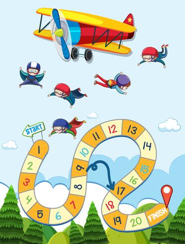 Sky diving game board vector