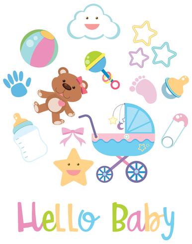 Baby items on white background vector