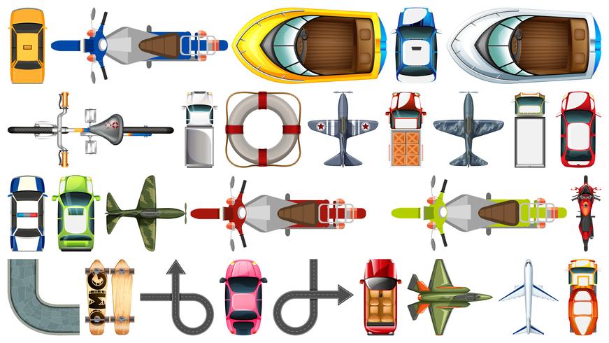 Set of aerial transportation vehicle vector