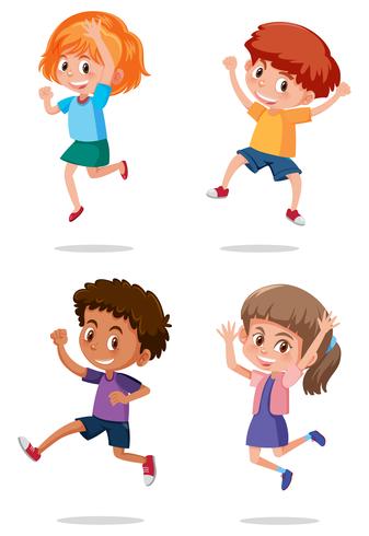 Un conjunto de niños felices vector