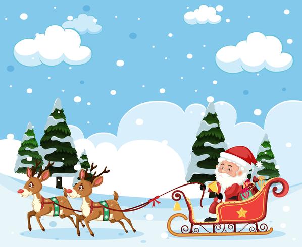 Santa riding sleigh christmas template vector