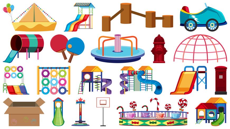 Set of different playground objects vector