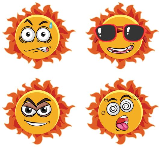 A Set of Ficial Expression Sun vector