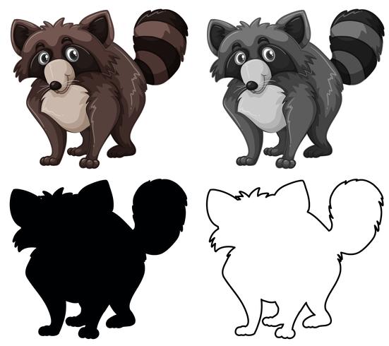 Set of raccoon character vector