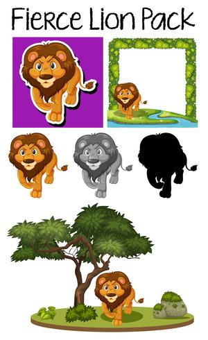 A pack of cute lion vector