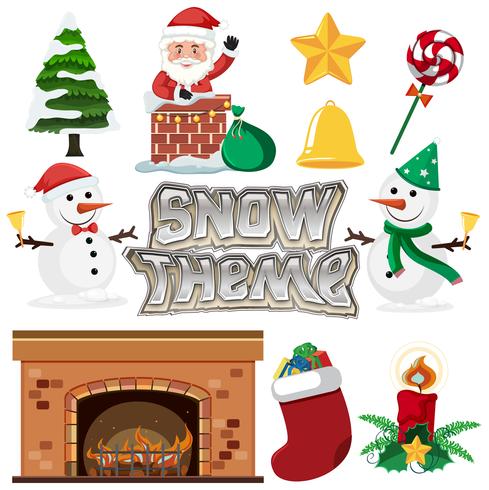 Set of Christmas element vector