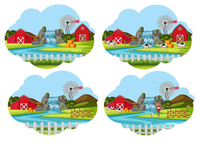 Set of farming scenes vector