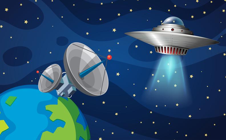 Space scene with UFO vector