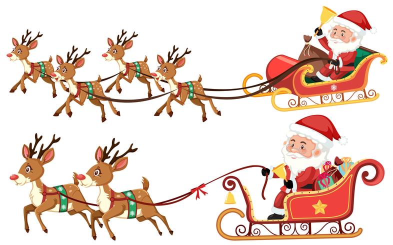 Santa riding sleigh on white background vector