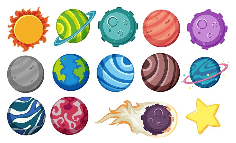 Set of planets and star vector
