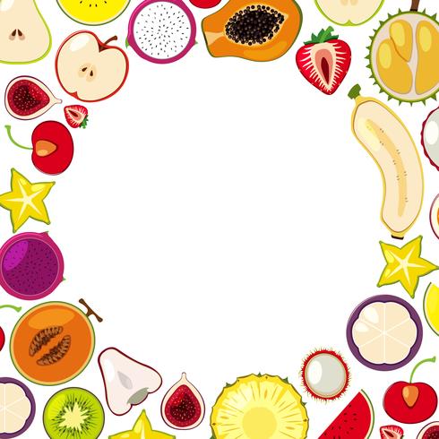 A Template of Colourful Tropical Fruits vector