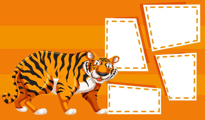 A tiger on note template vector