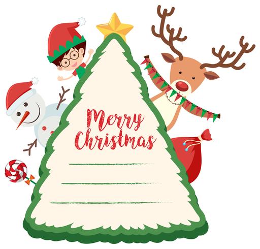 Christmas card template with kid and snowman vector