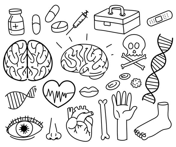 A Set of Doodle Medical Symbol vector