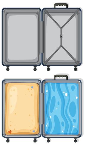 Set of empty and filled luggage vector