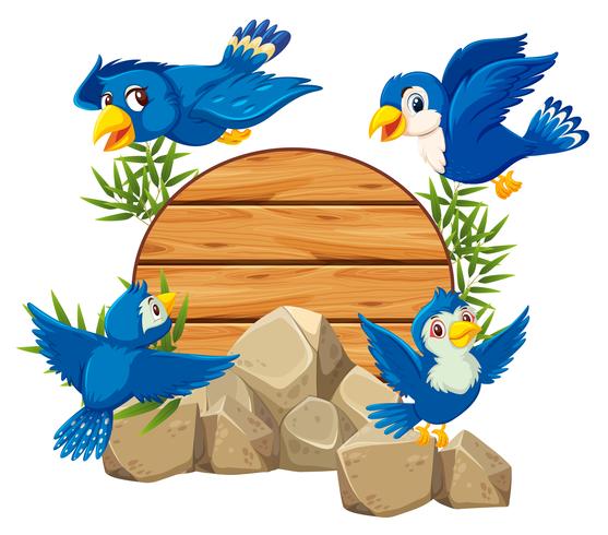 Bird with wooden bamboo vector