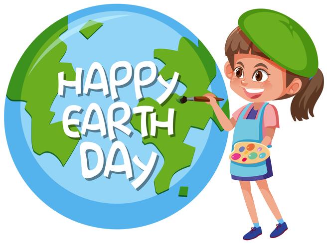 Happy Earth day girl concept vector