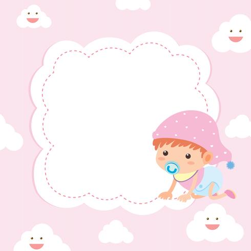 Border template with girl toddler vector
