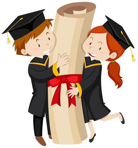 Man and woman in graduation gown vector