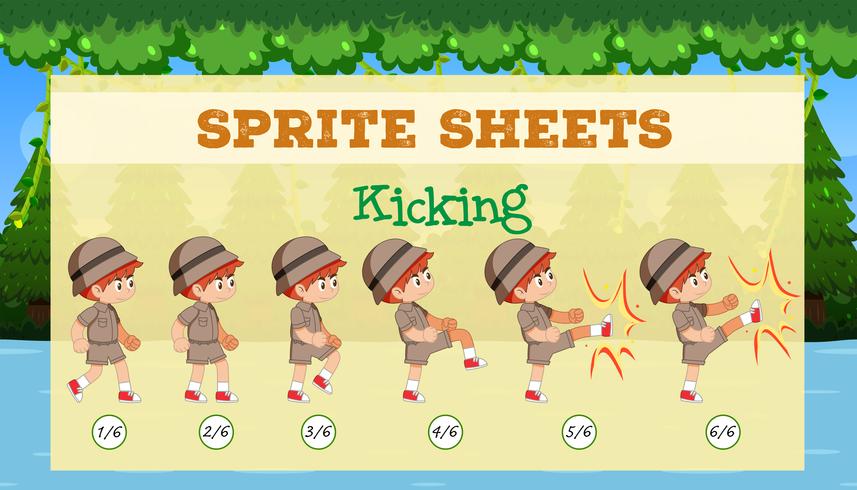 Spirte sheet boy kicking vector