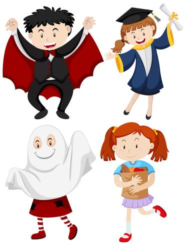 Children wearing different costumes vector