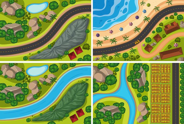 Top View of River and Nature vector