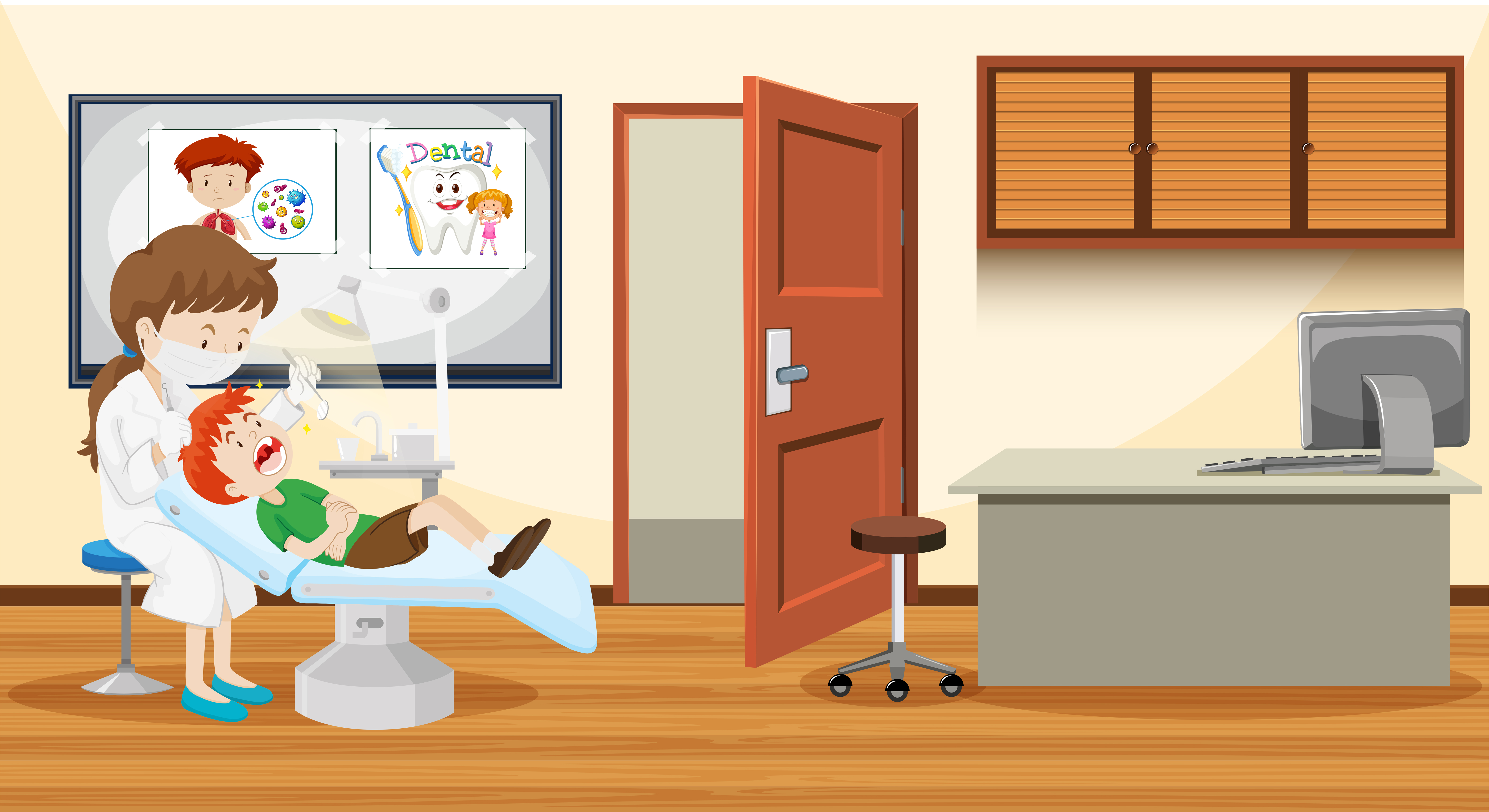 A boy visiting dentist 591554 Vector Art at Vecteezy