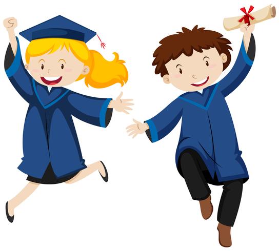 Graduation ceremony with two students vector