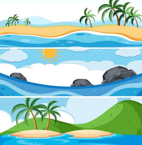 Set of ocean scenes vector