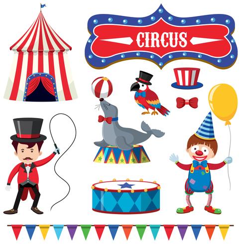 Un conjunto de elementos de circo. vector