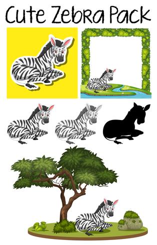 A pack of cute zebra vector