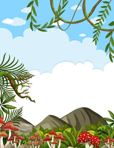 Hermoso paisaje forestal y cielo azul claro vector