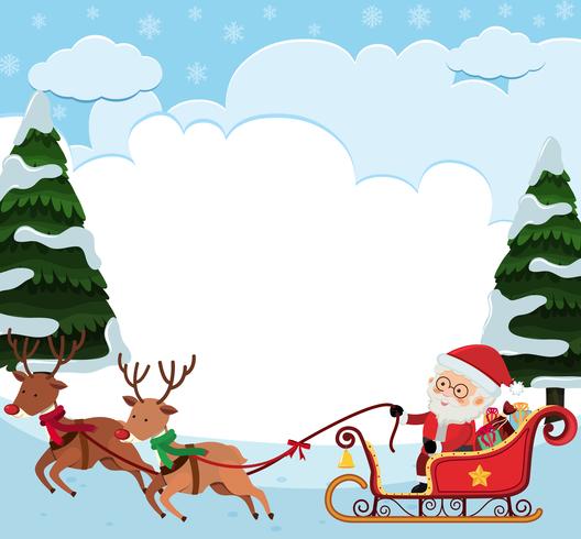 Background template with Santa riding sledge vector