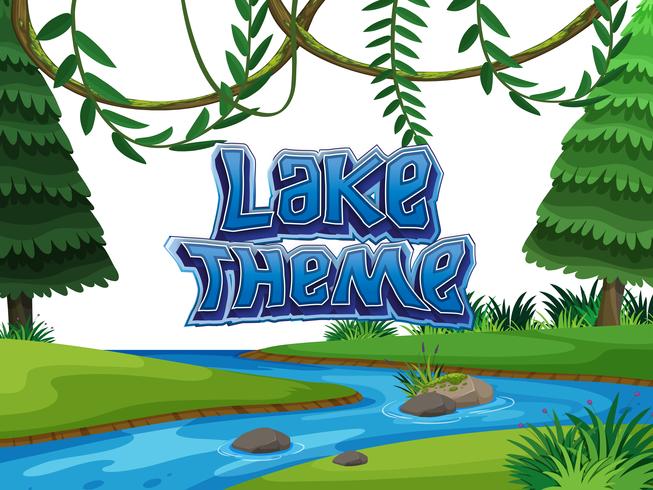 Lake theme nature scene vector