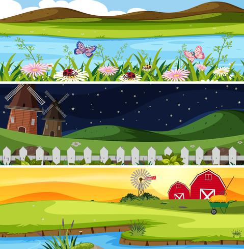 Set of farmland landscape vector