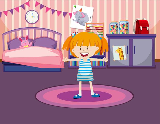 Young girl in her room vector