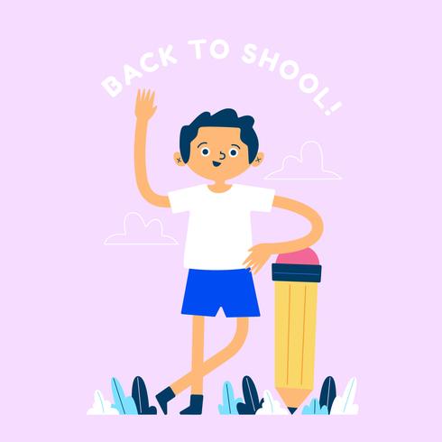 Back To School Character With Pencil Background  vector