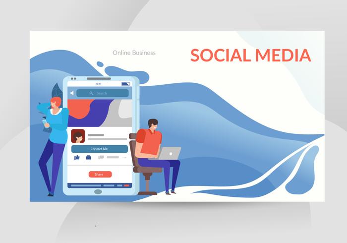 Mobile Social Media Online Vector Illustration