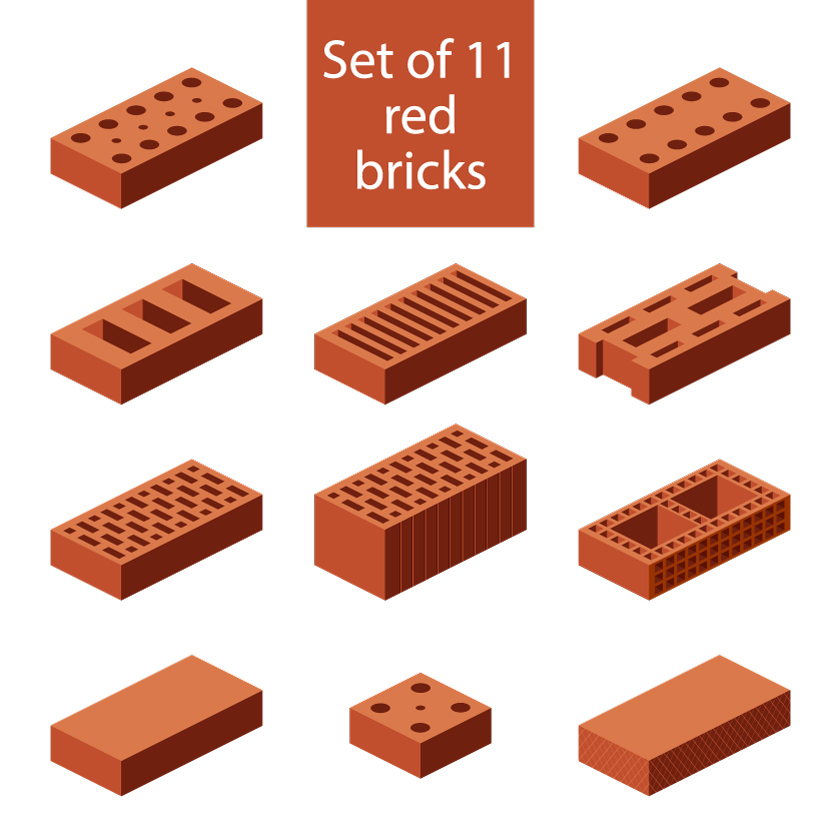 Set of 11 red bricks 593461 Vector Art at Vecteezy