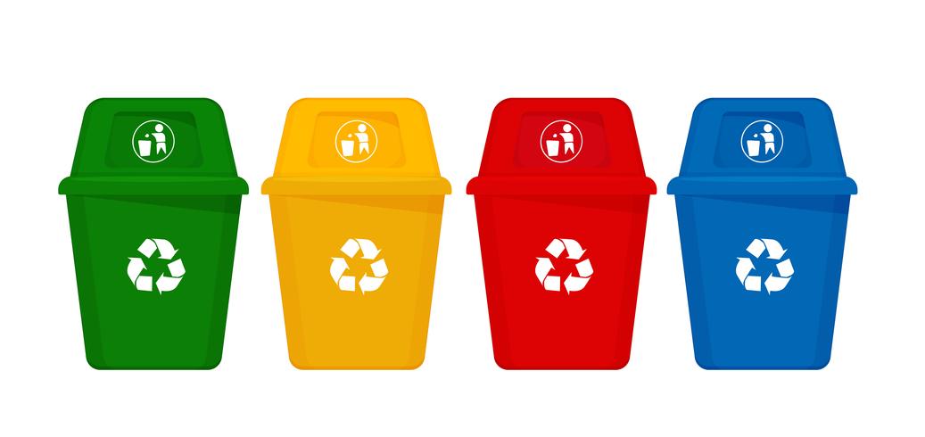 El color de la basura y la separación de la basura es un residuo reciclado y ecológico. vector