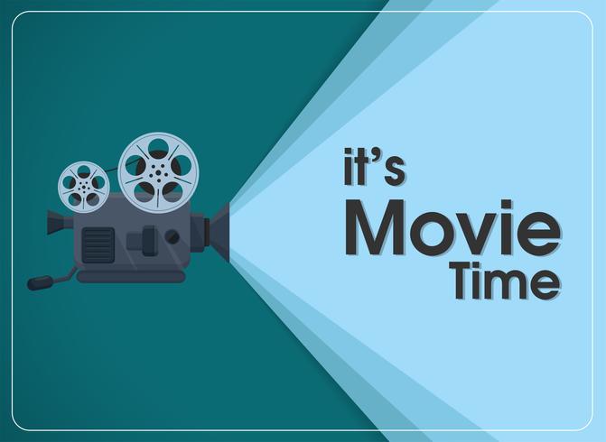 retro move film projector with text it's movie time. vector