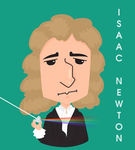 señor isaac newton quien descubrió la gravedad de la Tierra y la refracción de la luz a través de la lente. vector