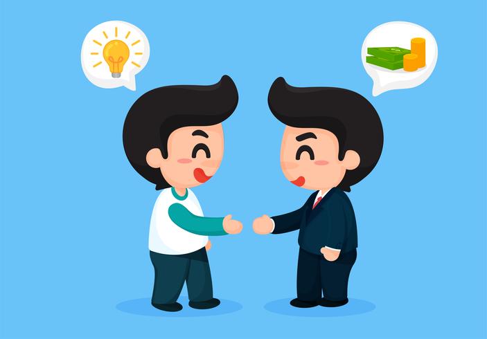 The creative man shook hands with businessmen with plenty of money. For business benefits. vector