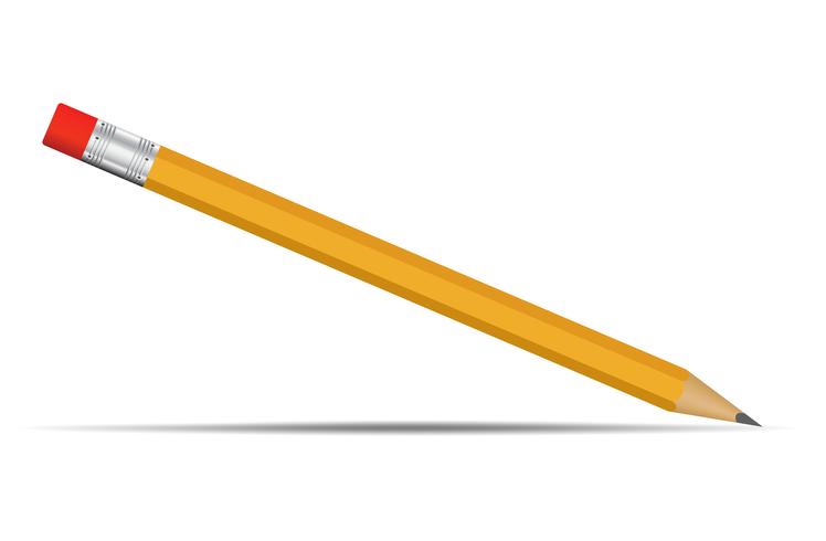 Yellow pencil with red eraser tip realistic On a white background look simple vector
