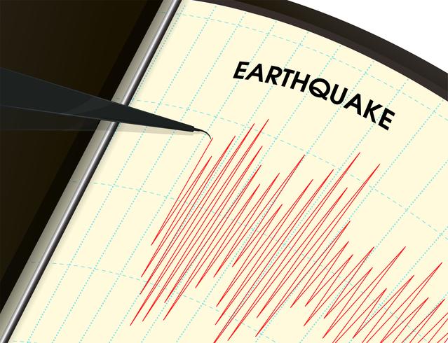 Earthquake monitoring tool The vibration measurement is shown as a red line graph. vector