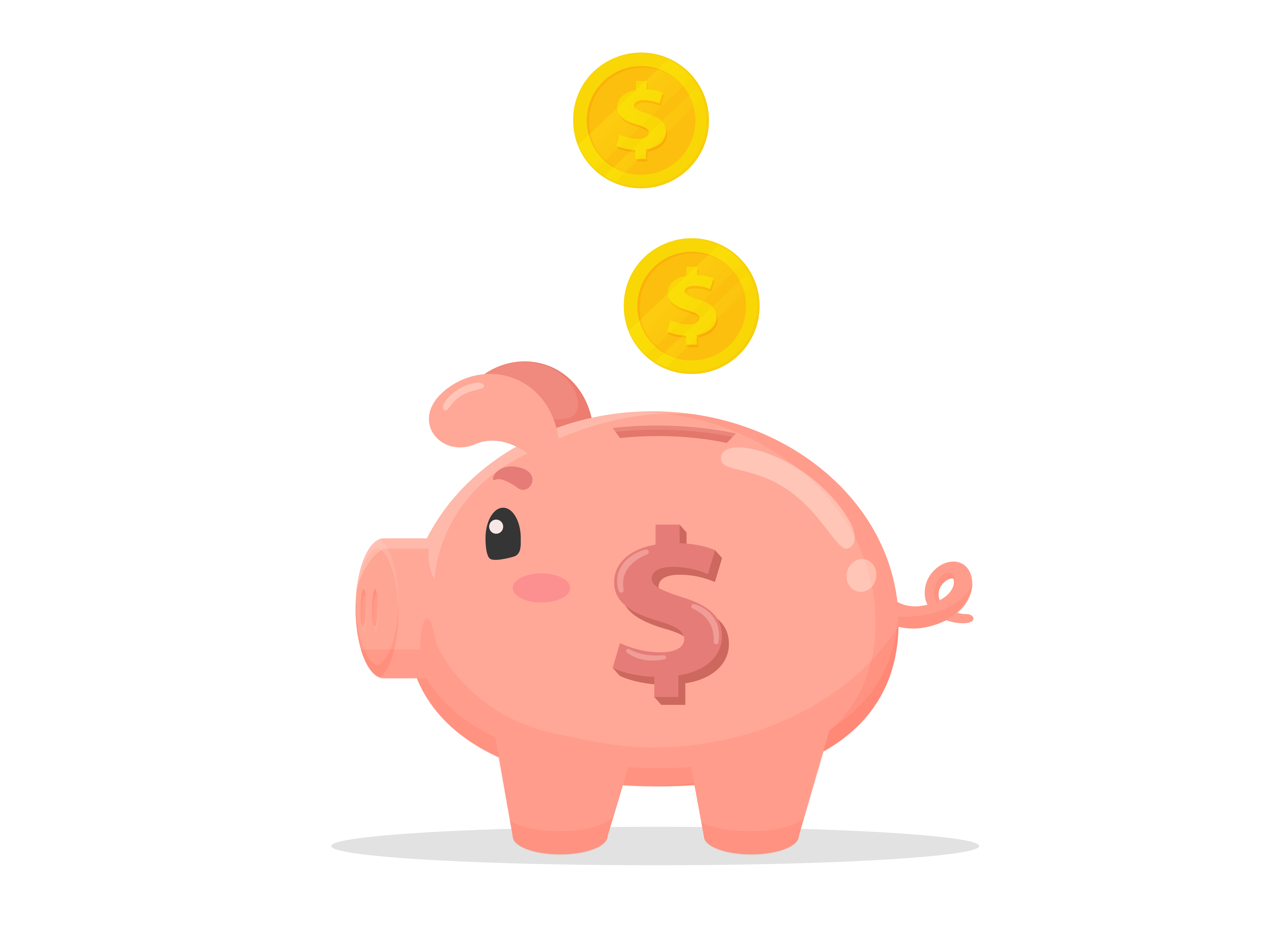 Pig shaped piggy bank that collects a lot of money. 593951 Vector Art ...