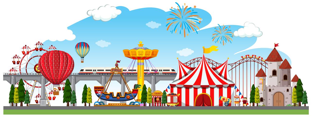 Una escena panorámica de circo. vector