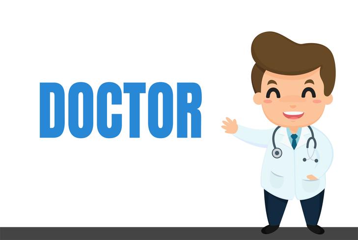 Cartoon career. Doctor cartoon in uniform Visiting patients and explaining medical knowledge. vector