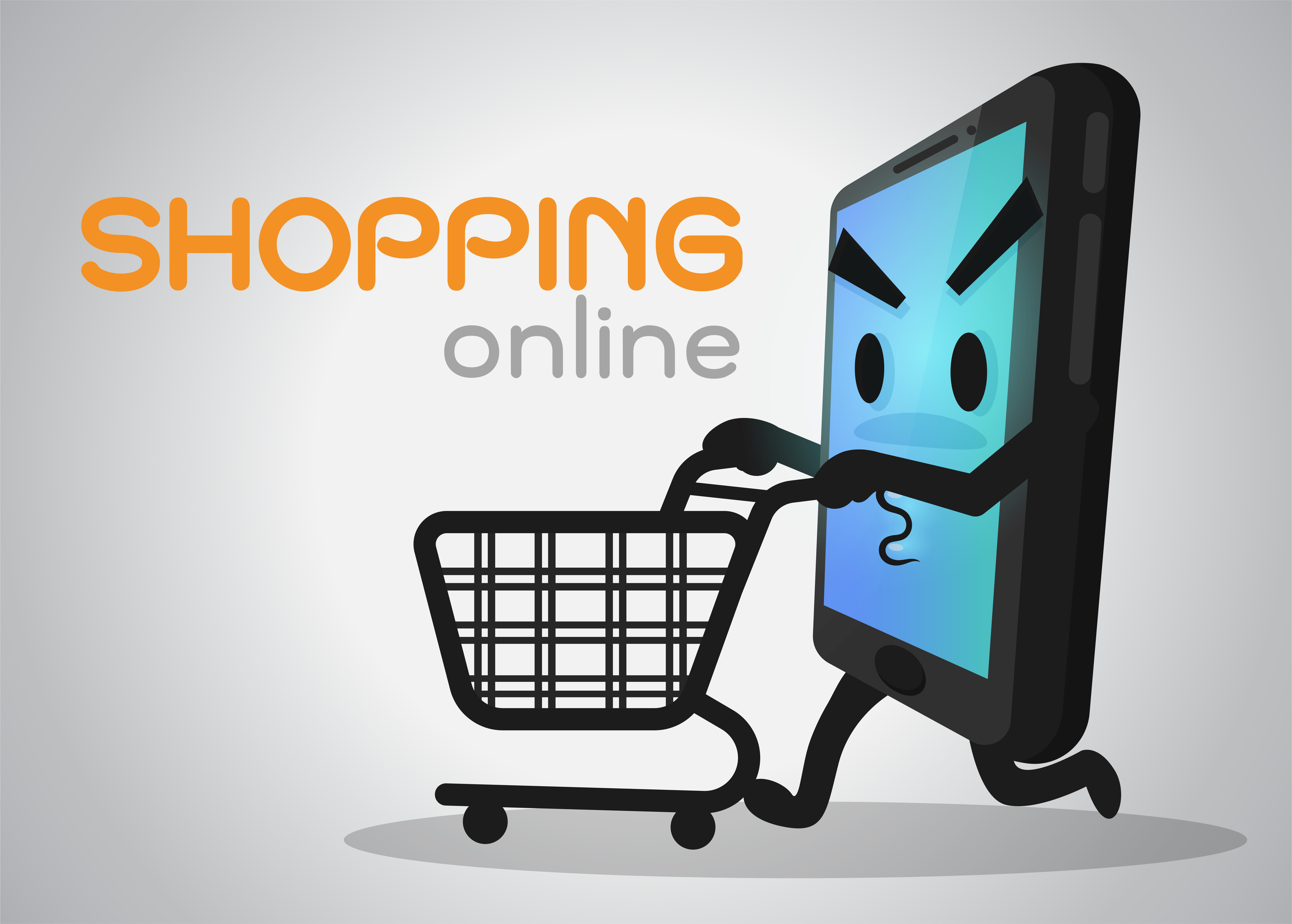 Cartoon mobile phones that are enjoying shopping. 594249 Vector Art at